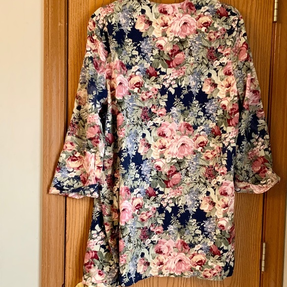 VINTAGE MERYL FASHIONS LTD FLORAL OPEN FRONT CUFFED 3/4 SLEEVE BLAZER JACKET 10 - Picture 5 of 5